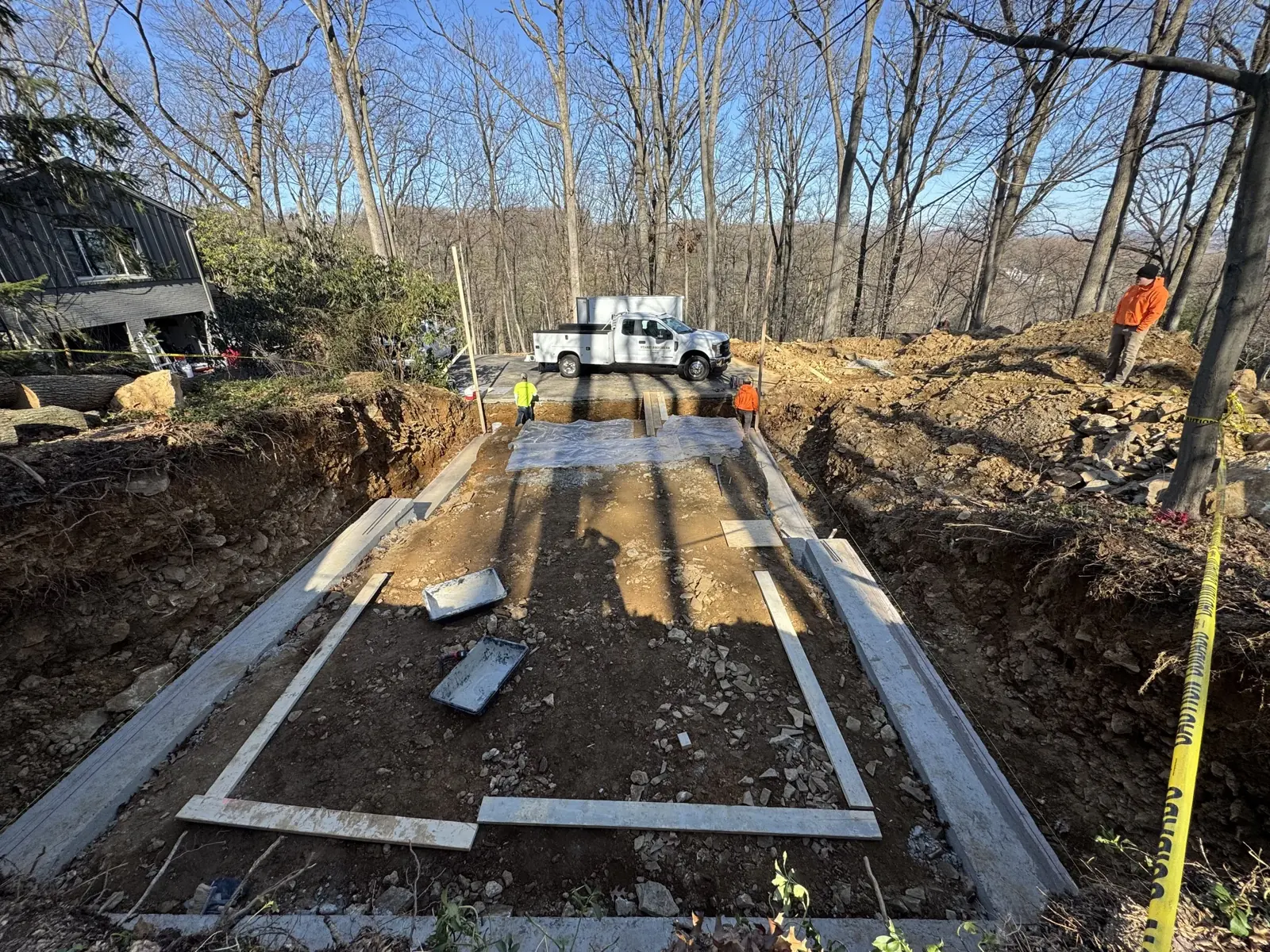 Graded and formed pad ready for a pour